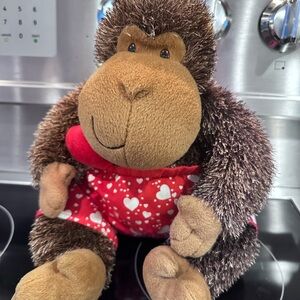Valentine’s Day Monkey Plush with Red Heart and Shorts – Cute Stuffed Animal